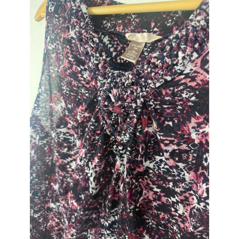 White Stag Navy Pink Abstract Geometric Sleeveless Knit Top XXL‎ 20 WSL36110P - Picture 2 of 9